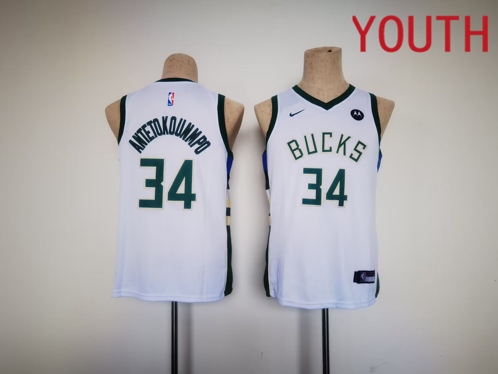 Youth Milwaukee Bucks 34 Antetokounmpo White Nike Game 2023 NBA Jersey